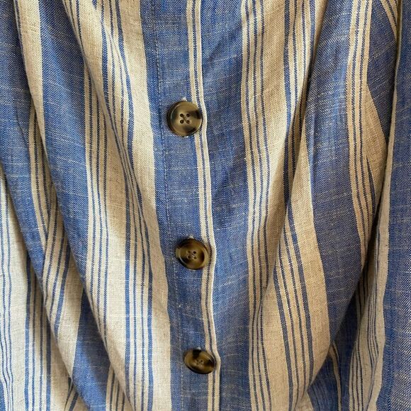 NWT Torrid Size 3 3x Linen Blend Button down blue and cream tank top - Picture 4 of 7